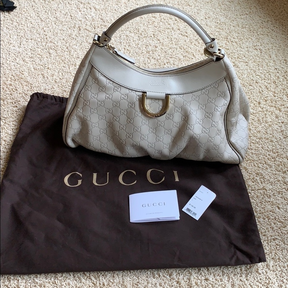 Gucci Guccissima cream leather hobo